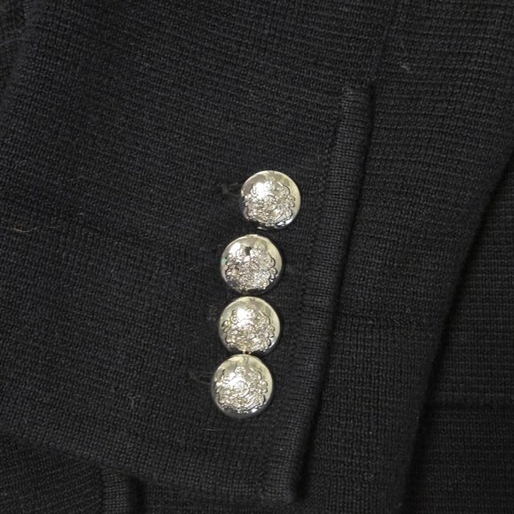 Ralph Lauren Knit Blazer Large Black with Silver Buttons Front and Cuffs - Picture 7 of 10